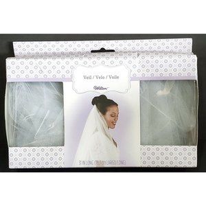 Wilton WEDDING BRIDAL VEIL simple single layer white nylon netting 31" long